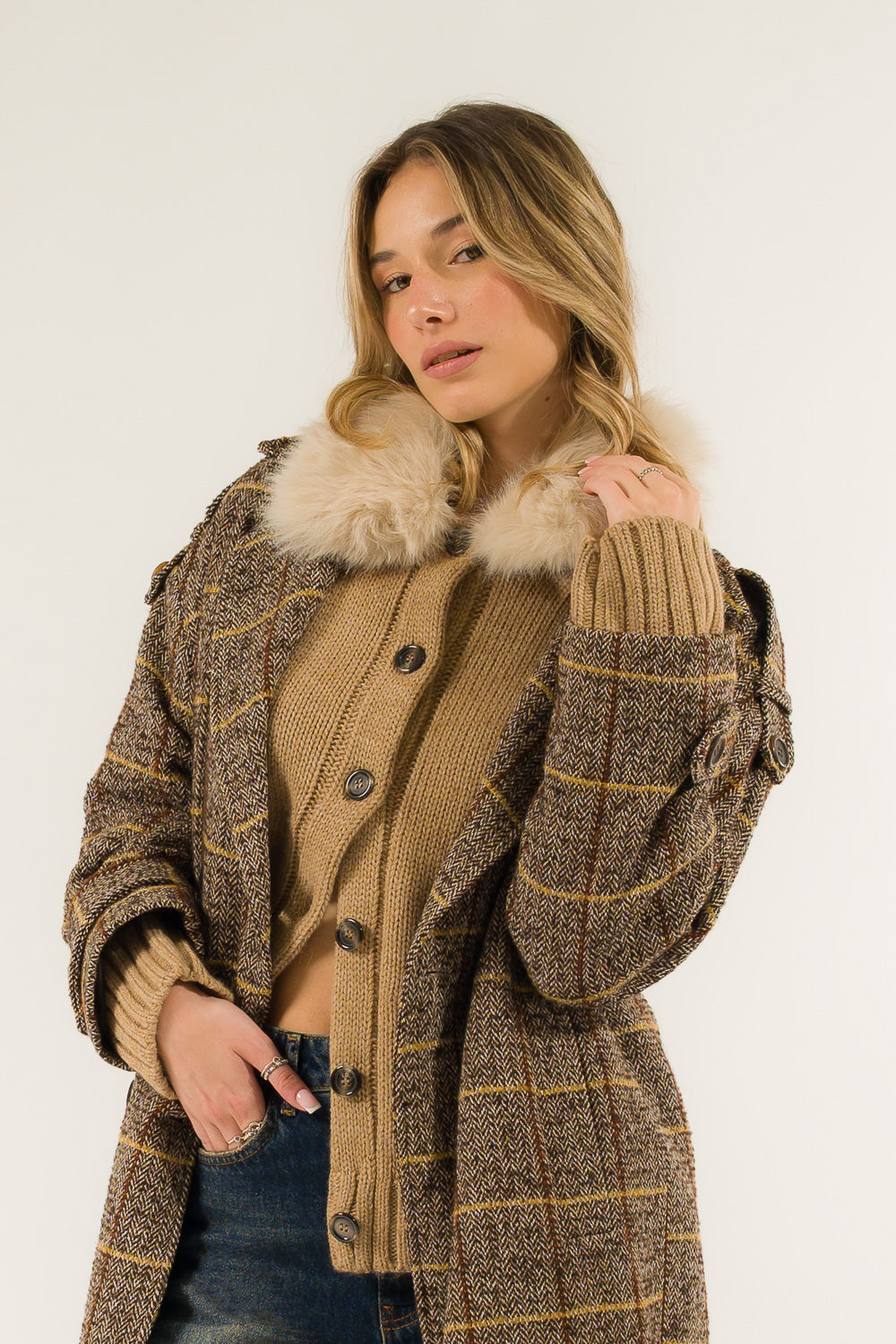 BOMBER COLLO PELLICCIA SINTETICA
