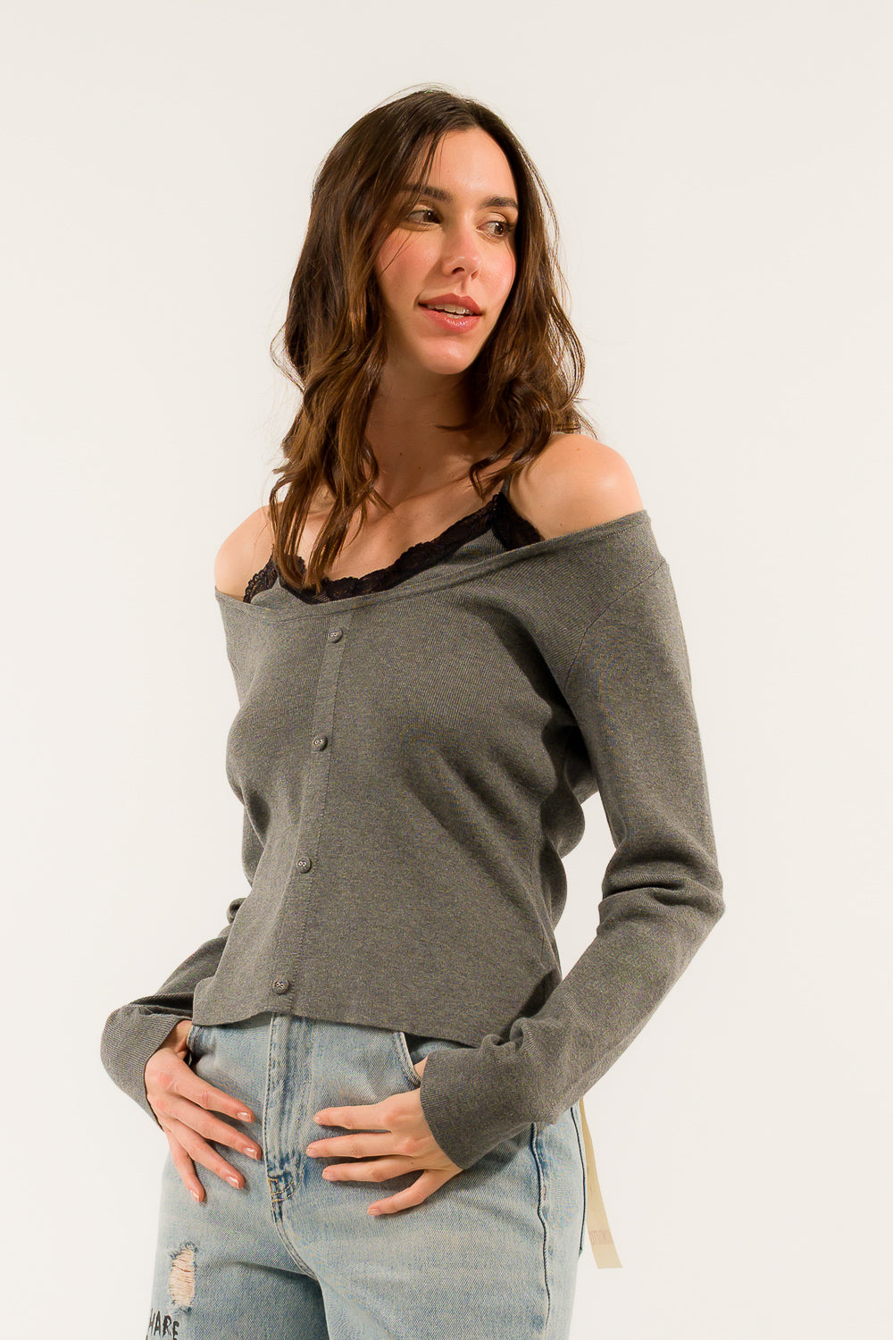 MAGLIA PIZZO E BOTTONI
