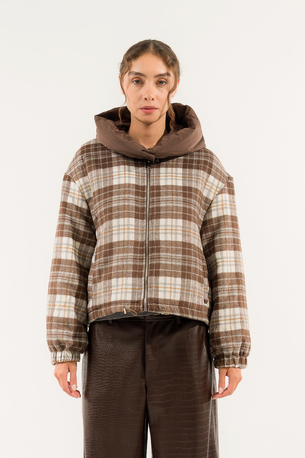 BOMBER CHECK CAPPUCCIO IMBOTTITO