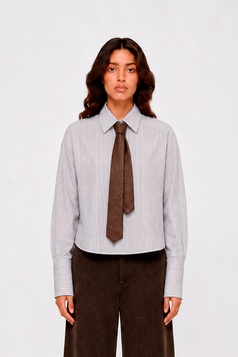 CAMICIA CRAVATTA ECOPELLE