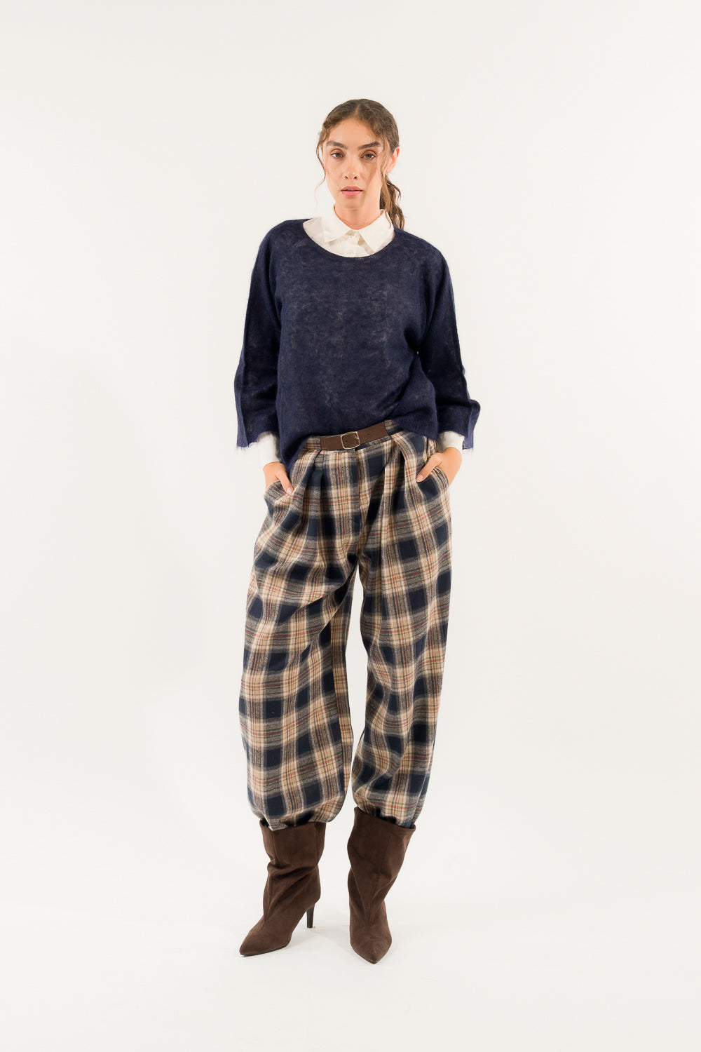 PANTALONE CHECK FIBBIA