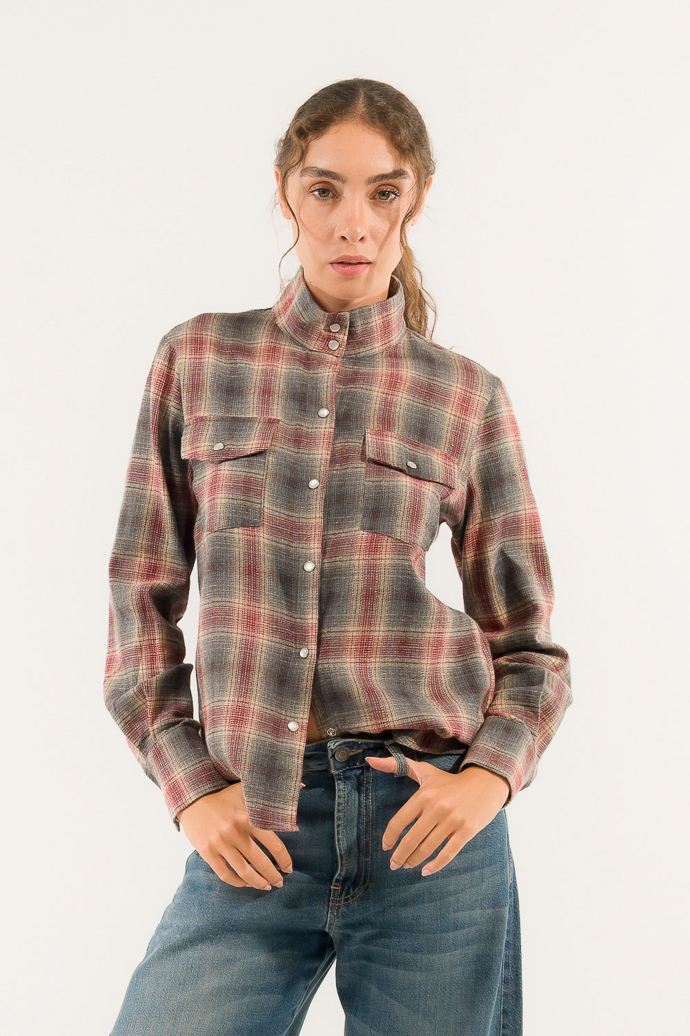 CAMICIA CHECK COLLO ALTO